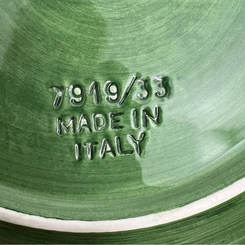 Vintage Vietri Green Hand-Glazed Ceramic Chop Plate or Service Plate 13